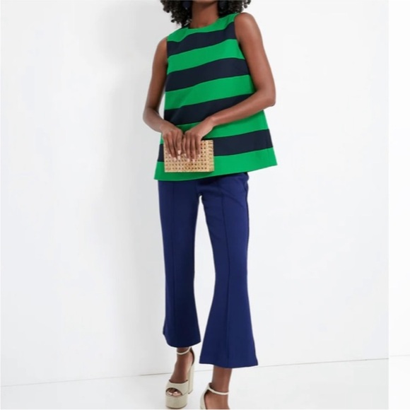 NEW NWT Tuckernuck x Atlantic-Pacific Kelly Green Navy Stripe Emma Blouse Large - Picture 2 of 9